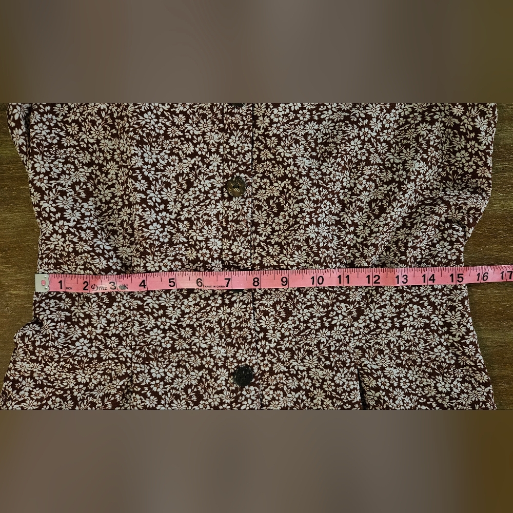 Floral Button-Down Dress Sundress Brown Flowers Sundress Flowy Boho Dress Large - Picture 5 of 6